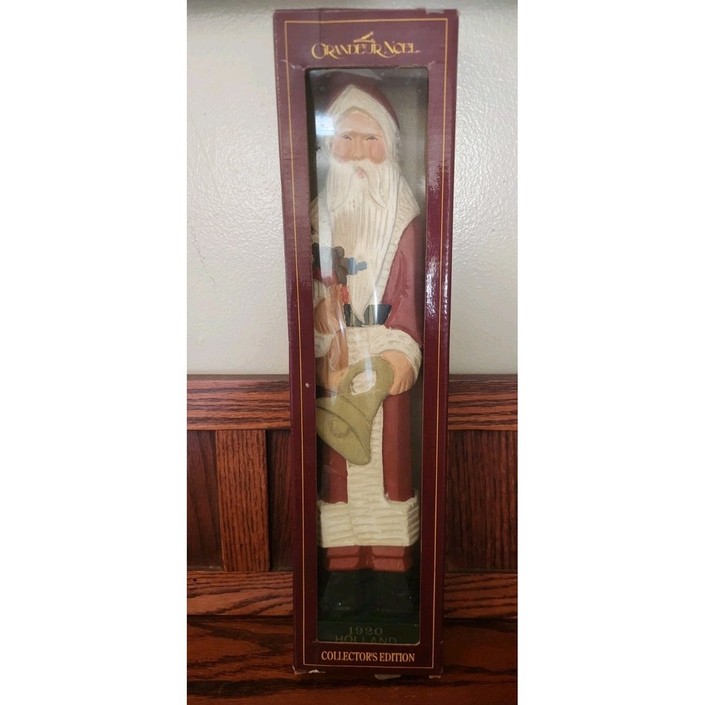 NOS Vintage Hand Carved Tall 16" Wooden Santa Holland‎ 1920